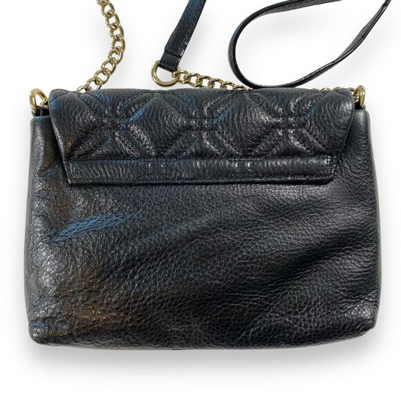 Kate Spade Quilted Leather Crossbody Purse Bag Chain Strap Black Small Shoulder - Picture 3 of 16
